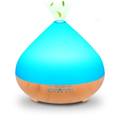 China Hot Sale 7 Color LED 500ml Car Light Ultrasonic Wood Base Night Mist Romantic Humidifiers With Remote Control for sale