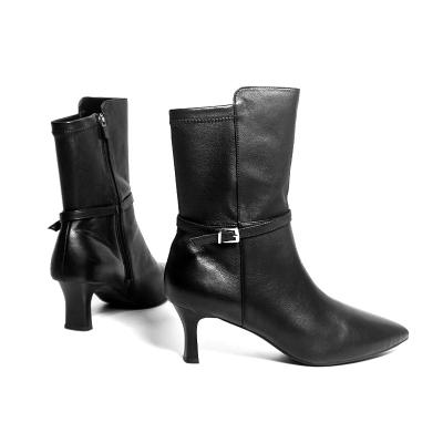 China Anti-slip Designer Fashion Boots Sexy Women Plus Size Shoes Fall Boots Woman Ankle Heel Booties for sale