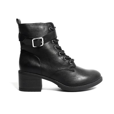 China Light Waterproof Thick Square High-Heeled Lace-Up Design Shows High Leg Length Ladies Martin Boots for sale