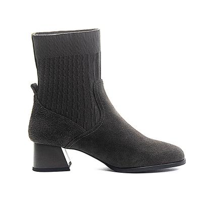 China Height Increasing Autumn Winter Style Woolen Knitting  boots women mid-high heeled shoes for sale