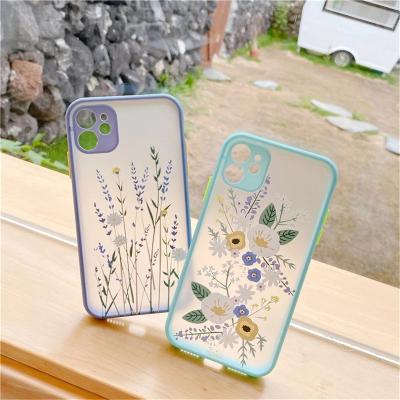 China Flower Shockproof Case For iphone 13 12 11 pro XS XR Max X 8 7 plus Painted Matte PC Phone Cover For Capa for sale