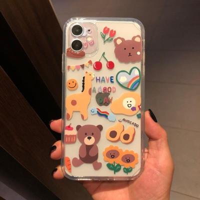 China Cute Cartoon Animal 3d Shockproof Girly Bear Fruit Soft Cell Phone Case Tpu Back Cover For iphone 12 pro max for sale