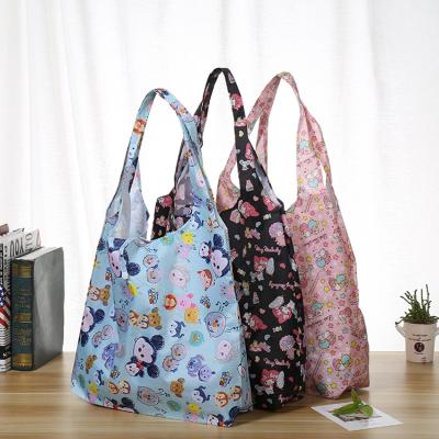 China Folding Promotional Items With Logo Cute Cartoon Folding Travel Bag Collapsible Recycle Shopping Bag for sale