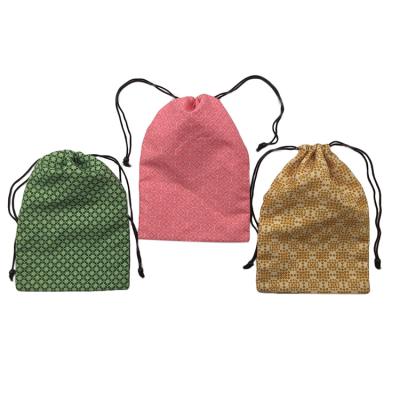 China Recyclable Custom Logo Printing Mini Eco Polyester Drawstring Pouch Kids Gift Bag Rope for sale