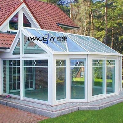 China Sale Customized Clear White Green House Solarium Winter Garden Price Modern Veranda Cover Triangle Aluminum Glass Cross Sound Formation for sale