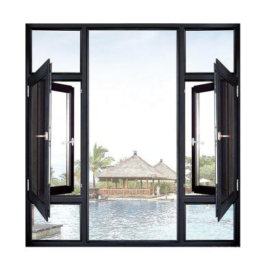 China Magnetic Screen New Arrival American Style Double Glazed Windows Aluminum Casement Hinged Window for sale