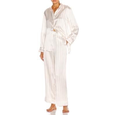 China Breathable High Quality Custom Made Long Sleeve Pants Silk Stain Pajama Sets For Women for sale