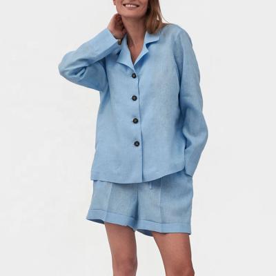 China Fashion Breathable High Quality Design Comfortable Canvas Pajamas Shorts Sets Women Sleepwear for sale