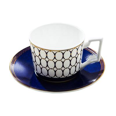 China Exclusive royal blue color of luxurious fine bone china fine bone china tea cup and saucer for sale