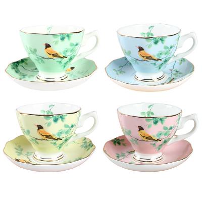 China Viable Design Bone China Garden Teacup Floral Saucer/Floral Tea Cups/Ceramic Tea Set for sale