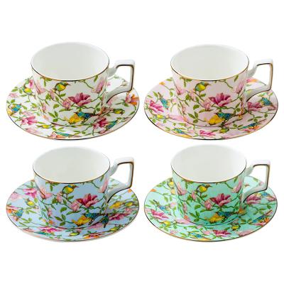 China Viable Floral Fine Bone China Vintage Tea Cup And Saucer Sets for sale