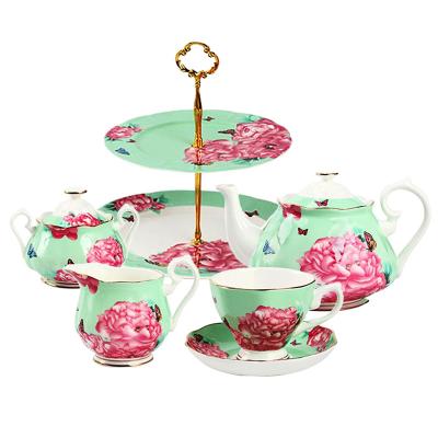 China Vintage Disposable British Bone China Cake Stand Late Afternoon Tea Set for sale