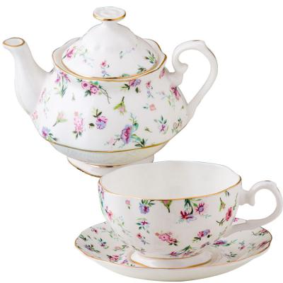 China Viable Unique Fancy Printed Luxury Ceramic Porcelain Teapot Sets for sale