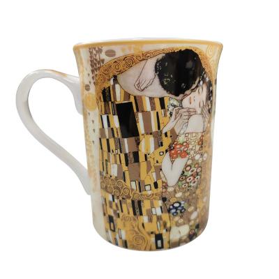 China Light /Healthy /Luxurious Klimt Judith Painting Gold Design Fine Soft Bone China Personalized Porcelain Mugs for sale