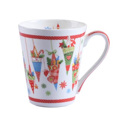 China Viable Porcelain / Porcelain Christmas Tree Gifts Mugs Cheap Cups Custom Printing Christmas Mugs for sale