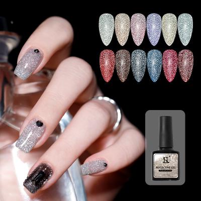 China Personal Use For DIY And Nail Art For Disco Wholesale Salon Free Sample Private Label Diamond Strong Reflective Effect Glitter Gel Polish for sale