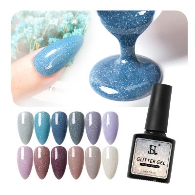 China Personal Use For DIY And Nail Art For Wholesale Sameple 8ML Glitter Nail Salon Glitter Free UV Gel Nail Polish for sale