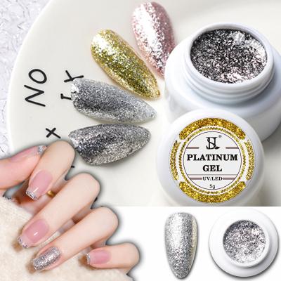 China Personal Use for DIY and Nail Art for Salon HS High Quality Gold Metal Gel Polish Soak Off UV Gel Glitter Nail Polish for sale