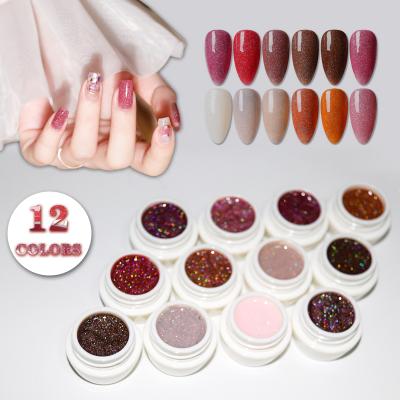 China Personal Use for DIY and Nail Art for Salon OEM 12 Colors 5g Diamond Flash Nail Art High Luster Glitter Gel Polish for sale