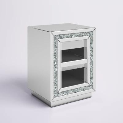 China Diamond Mirrored End Table Silver Handmade Craft Wrapping Room Eco Modern Luxury Crushed Living Outdoor Furniture for sale