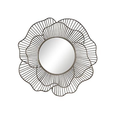 China Hot Sale High Quality Modern Iron Mirror Frame With Flower Design Decorative Mirror Wall Mirror for sale