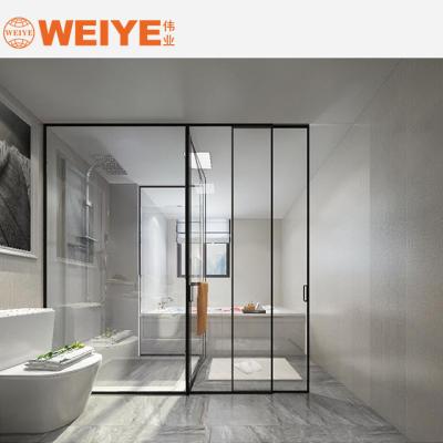 China Modern aluminum sliding door manufacturersl waterproof slim framed aluminum glass sliding door bathroom door for sale