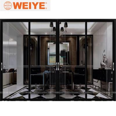 China Traditional frameless aluminum interior silent sliding door with double temped glass for sale