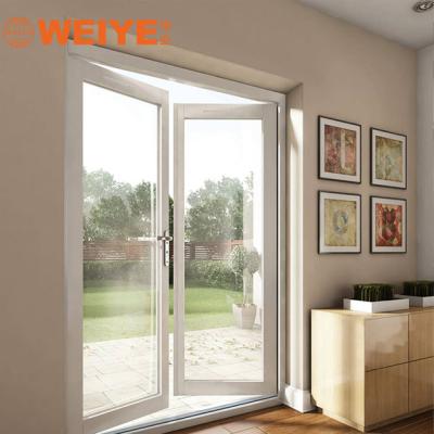 China Exterior Windproof Aluminum Front Casement Double Entry Door With Double Glazing For Homes for sale