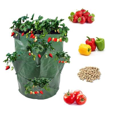 China Garden Planter Bag Green PE Material Outdoor Garden Strawberry Grow Potato Grow Bag for sale