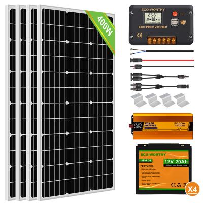 China Commercial Kit Hybrid Inverter Off-Grid 400w Generator Solar Power System Home Portable Factory Wholesale for sale