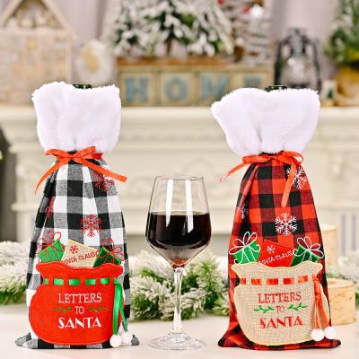 China Beautiful and colorful new Christmas decorations Christmas wine bottle set wine champagne bottle bag wine bottle set cover bags for sale