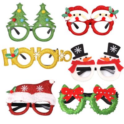 China Party Wholesale Santa Claus Hat Tree Snowman Christmas Decoration Glitter Glass Frame for sale