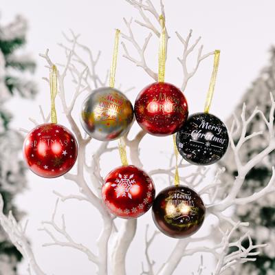 China FREE Custom Exquisite Christmas Tree 6/8/10CM Christmas Tree Ball Metal Hanging Ornaments Balls With Logo Pattern for sale