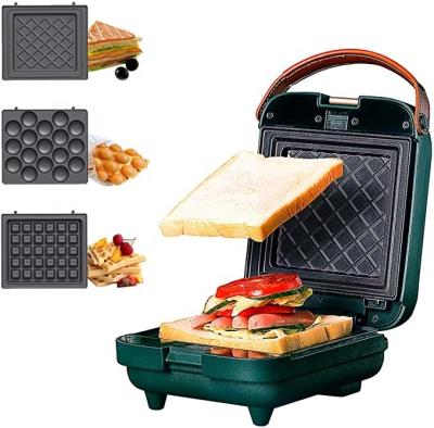 China Adjustable Thermostat 3 in 1 Breakfast Toaster Non Stick 2 Slice Electric Sandwich Maker for sale