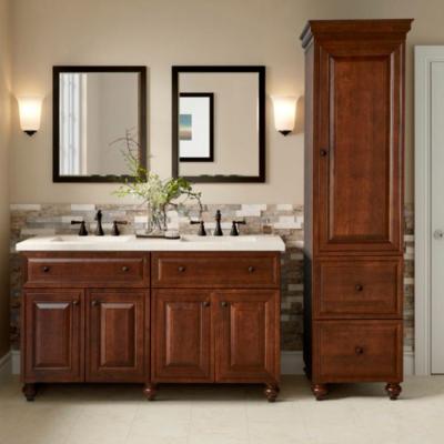 China Modern High Quality Solid Wood Bathroom Vanity Stand Up Vanity Cabinet Walnut Bathroom Vanity Unit for sale