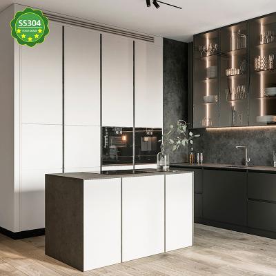 China Durable Stainless steel lacquer pulldown gloss kitchen cabinets for sale