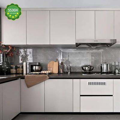 China Durable Stainless steel wall l shape handle kitchen cabinets for sale