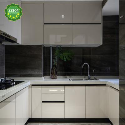 China Durable Stainless steel touch to open modern modular complete set kitchen cabinets for sale