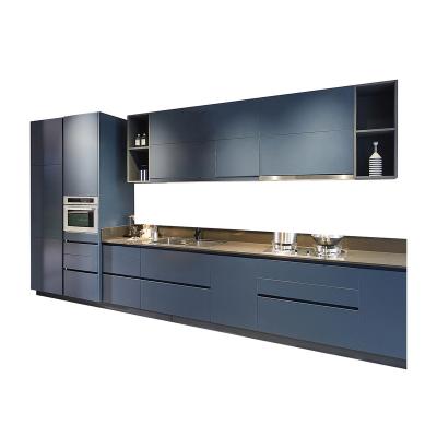 China Durable wholesale White&Blue luxury modern storage Stainless steel set with double sink complete gloss kitchen modular cabinets for sale