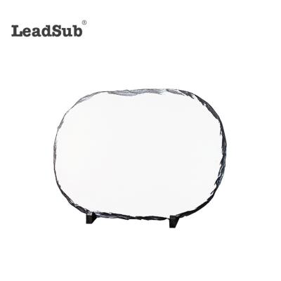 China Customization maker Sublimation Blank High quality rock stone photo slate frame for Customized printing large oval with string luster for sale