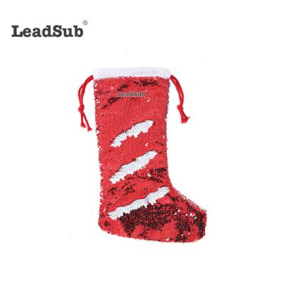 China New Christmas Decoration Fashion Sublimation White Personalized Sequin Christmas Stocking For Decoration for sale