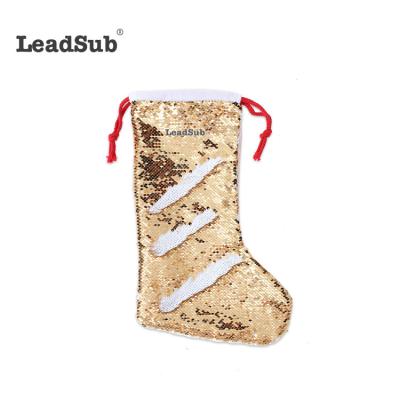 China Christmas Decoration Christmas Item Type Christmas Stocking Sublimation Cotton Sequin Christmas Canvas Magic Stocking for sale