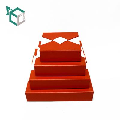 China Handmade Custom Logo Magnet Orange Cardboard Paper Packaging Box for sale