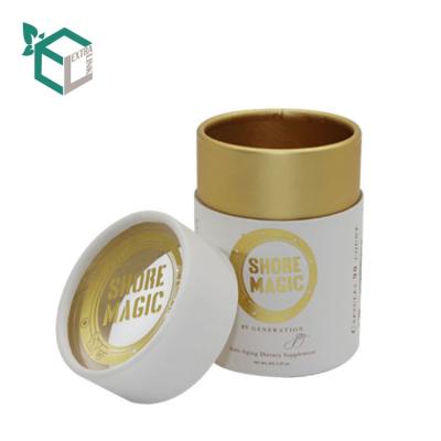 China Recyclable Luxury White Paper Printing Cylinder Round Tube Cosmetic Packaging Box for sale