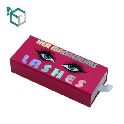 China Handmade Custom Logo Eyelash Packaging Paper Cosmetic Drawer Sliding Lash Package Boxes Container Lashes Box Case for sale