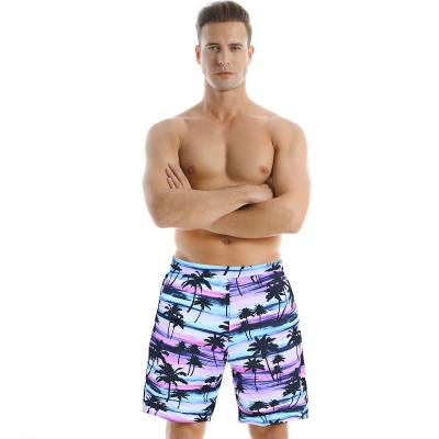 China Anti-UV Leopard Leaves Print Beach Shorts Swimming Trunks For Men for sale