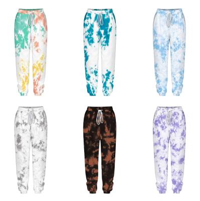 China Wholesale OEM Breathable Gaiters Tie Dye Printing Polyester Track Pants Sweat Custom Sport Jogger Pants For Women for sale