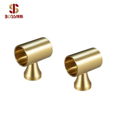 China Modern Simple Double Holes Handles Solid Brass Brass Furniture Cabinet Handlel Drawer Knobs In Modern Simple Satin Brass Double Holes Handles for sale