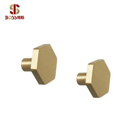 China Modern Simple Hexagonal Drawer Knobs Solid Brass Knob And Handle Furniture Cabinet Pull for sale