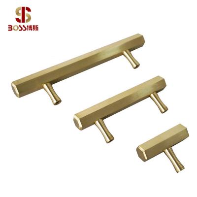 China New Soild New Soild Knobs Closet T Bar Dresser Hardware Modern Brass Furniture Cabinet Long Door Pull Handles Gold for sale